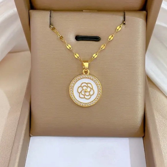 Jewelry - Gold filled Cubic Zirconia Rose Necklace